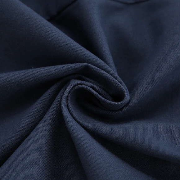 077. Pure Cotton Casual Tailored Pockets Shorts Set - Picture 4 of 4